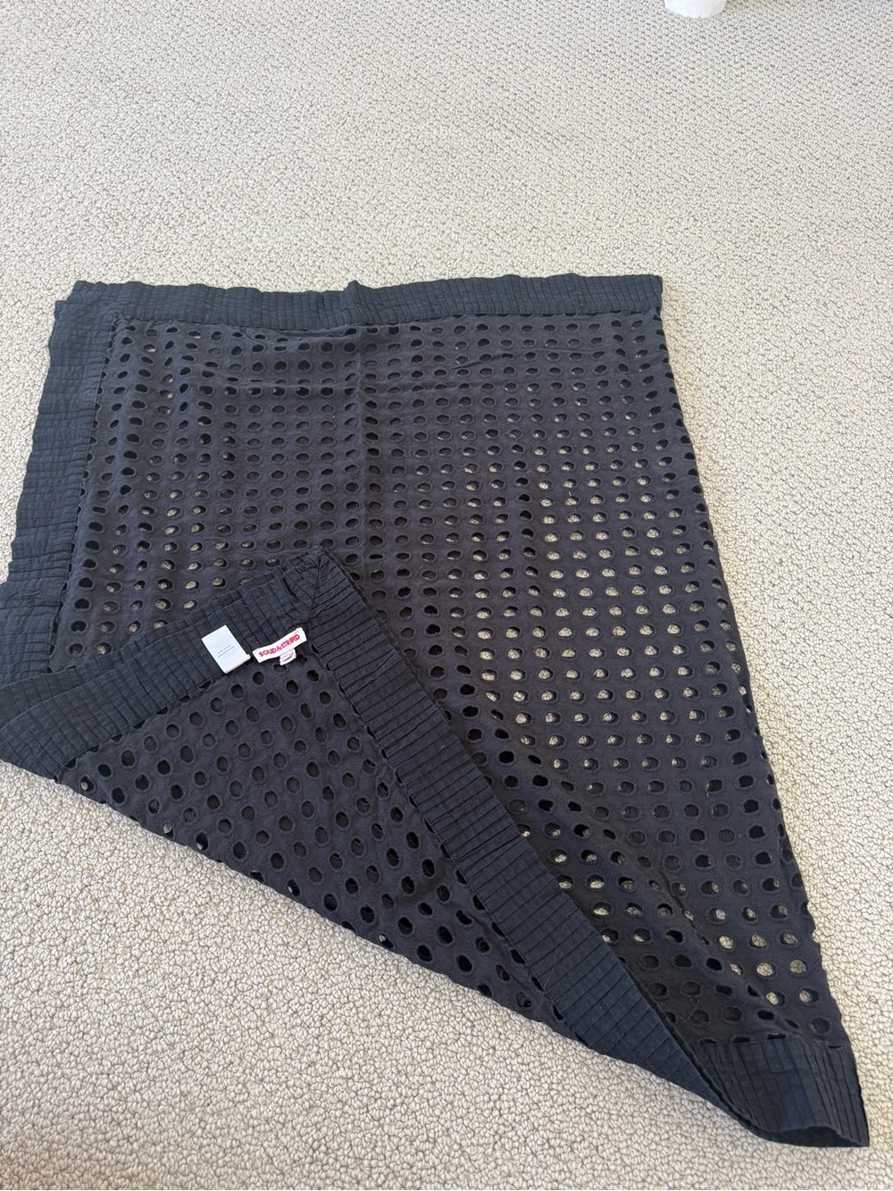 SOLID & STRIPED Black Eyelet Swim Coverup Sarong
